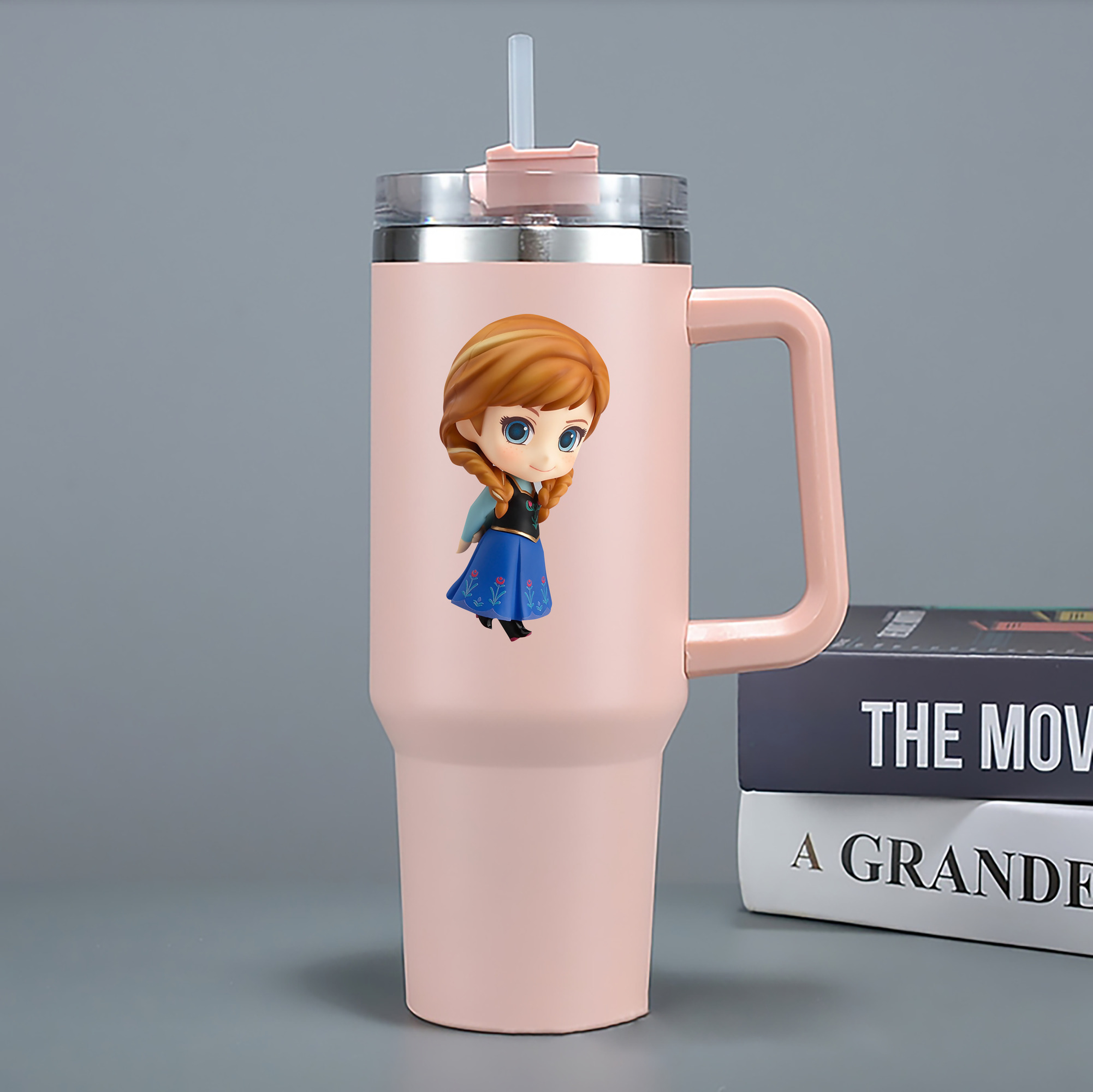 （画像用） アナと雪の女王 アンナ エルサ Frozen Anna Elsa 1200mL車用タンブラー - クリスタルステッカー（プラスチックストロー付き）